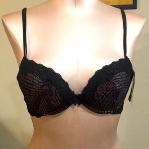 Lily Black Bra NEW Lace Bottom support lightly padded Cups Sizes 34C 38D 32A 34B